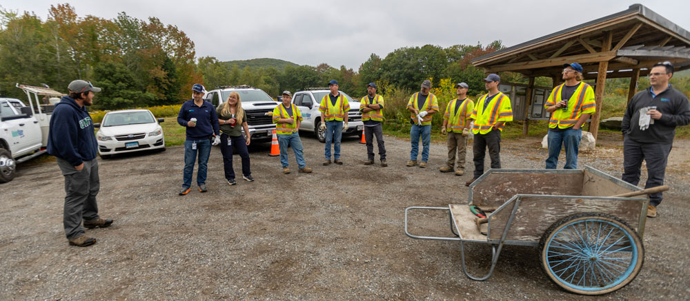 Maine Water volunteers help maintain trails at Ragged Mountain.