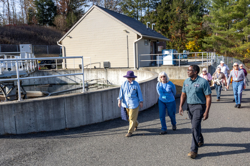 Guests tour the Heritage Village Wastewater Facility during an open house