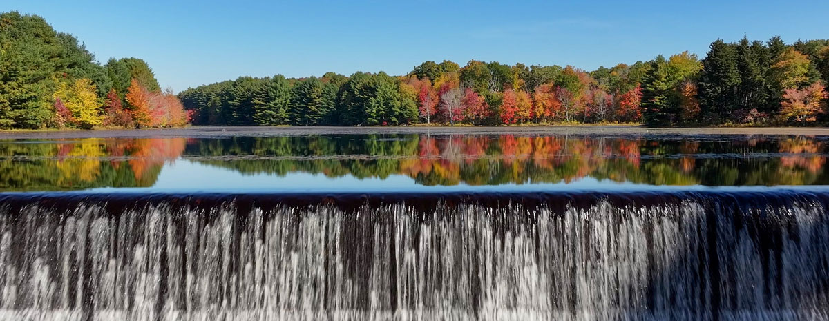 A photo of Kelseytown Reservoir in the fall.